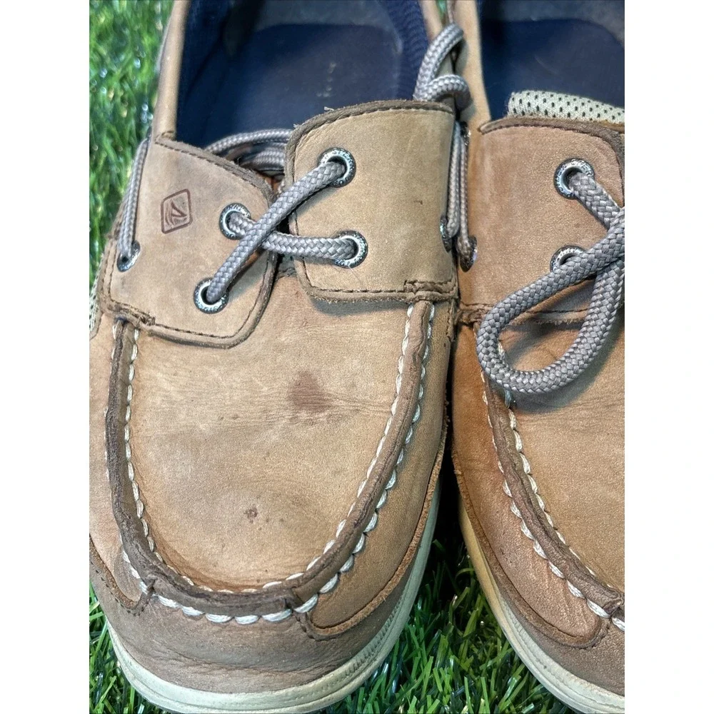 Sperry Top-Sider Boys Boat Shoes Size 4M Brown Leather – Fair Condition‎